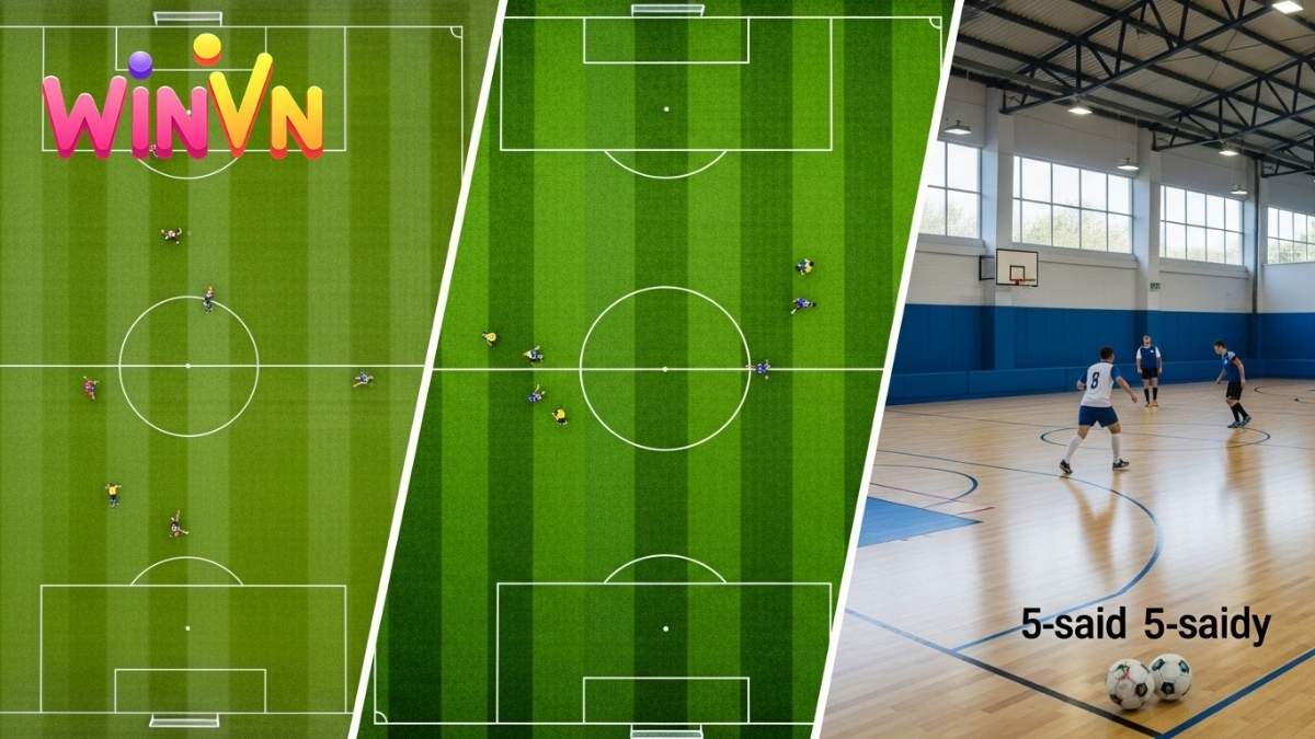 Từ sân 11 chuyên nghiệp đến sân 7 người và 5 người Futsal, kích thước sân đấu thay đổi, kéo theo sự biến hóa trong chiến thuật và kỹ năng.